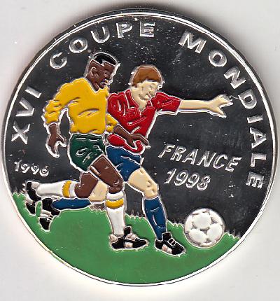 Beschrijving: 500 Francs SOCCER 98 Coloured